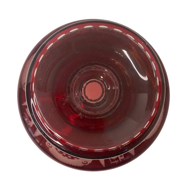 Egerman Czech Bohemian Ruby Red Glass Pedestal Fruit Bowl Magic Potion Christmas - Picture 10 of 16